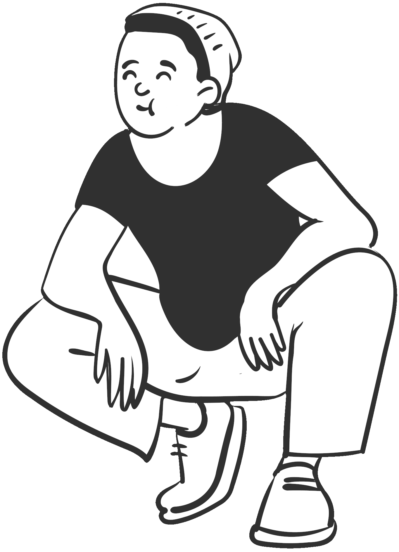 Boy sitting on legs illustration